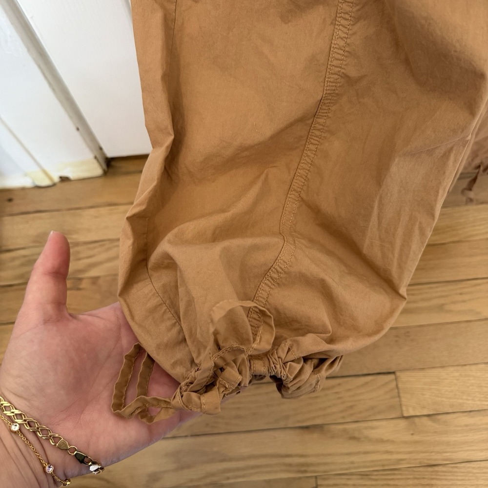 Aerie Parachute Cargo Pants Tan (S) Y2K Cinch Ankle Wide Leg Utility Womens NWOT - Picture 2 of 5